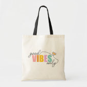 Tote Bag Good Vibes seulement Rainbow Heart (Devant)