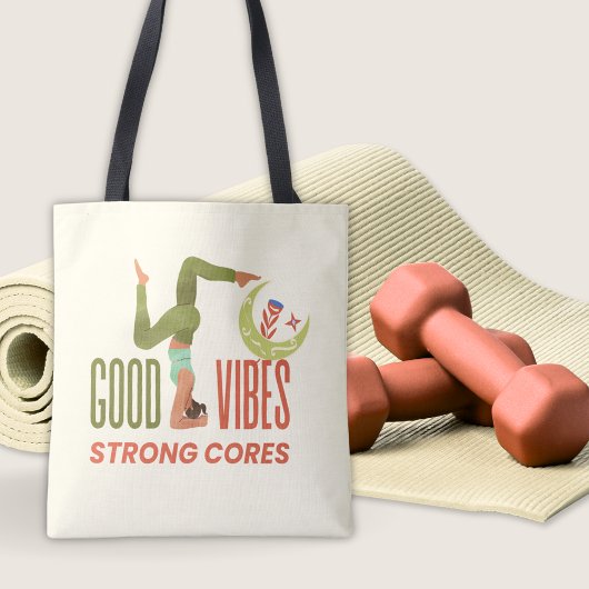 Tote Bag Good Vibes Strong Cores Pilates Citation Fitness Y