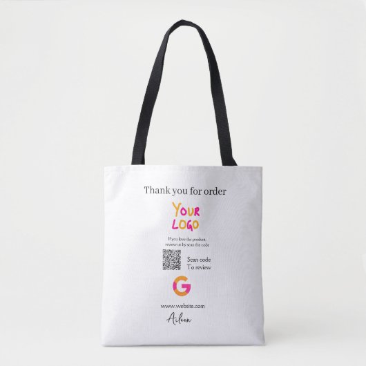 Tote Bag Google review business logo website scan QR code (Devant)