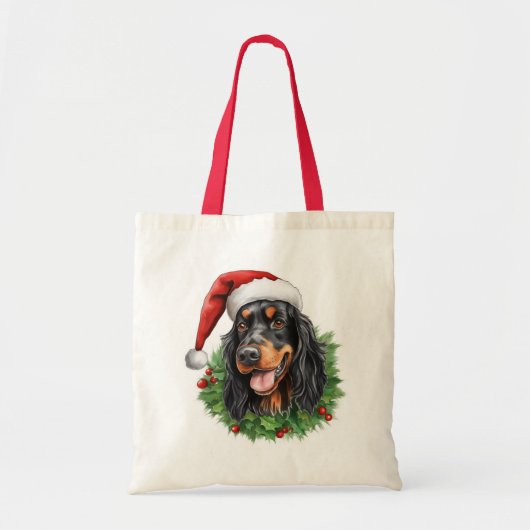 Tote Bag Gordon Setter Christmas Wreath (Devant)