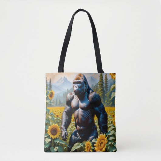 Tote Bag Gorille Ape Dans Un Champ De Tournesol (Devant)
