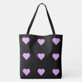 Tote Bag Goth Black and Pink Heart Design (Dos)