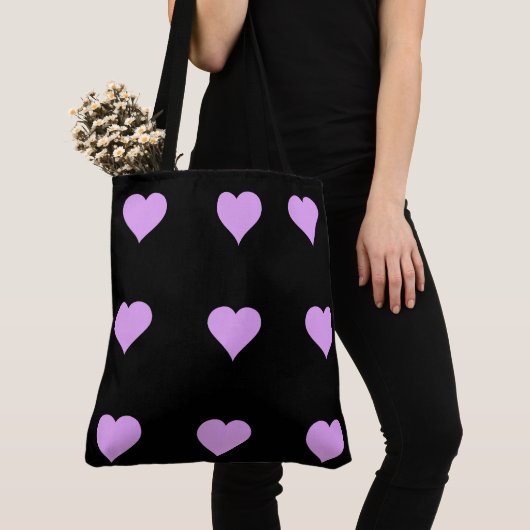 Tote Bag Goth Black and Pink Heart Design (De près)