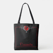 Tote Bag Goth Heart with Bat Wings Personnalisé (Dos)
