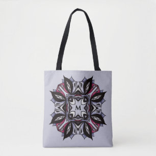 Tote Bag Goth Monogramme noir violet gothique Mandala