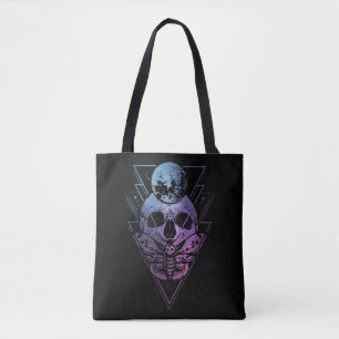 Tote Bag Goth Moon Crâne gothique Wicca Croissant Mois lun