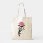 Tote Bag Goth Squelette Main Avec Rose Rose Rose | Décès à  (Dos)