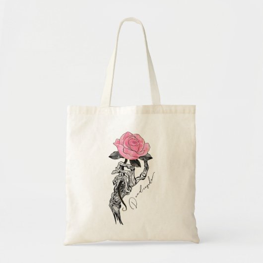 Tote Bag Goth Squelette Main Avec Rose Rose Rose | Décès à  (Devant)