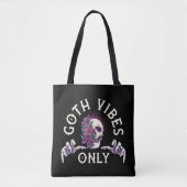 Tote Bag Goth Vibes seulement Crâne avec fleurs (Devant)