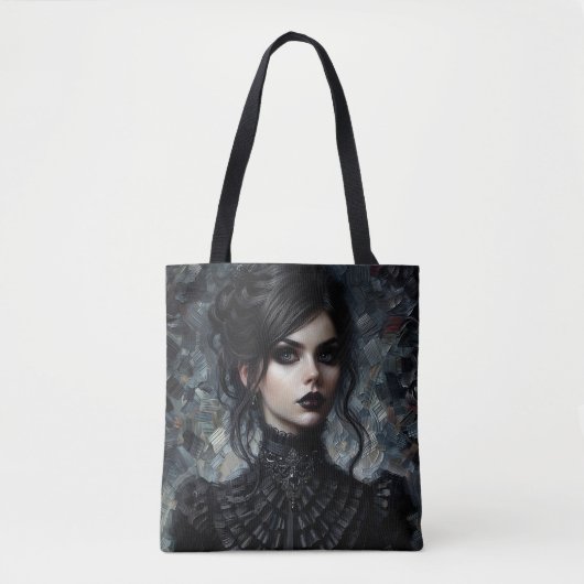 Tote Bag Goth Victorian Femme En Portrait Noir (Devant)