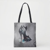 Tote Bag Goth Vogue Grunge | Turquoise Splash Stiletto haut (Devant)