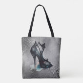Tote Bag Goth Vogue Grunge | Turquoise Splash Stiletto haut (Dos)