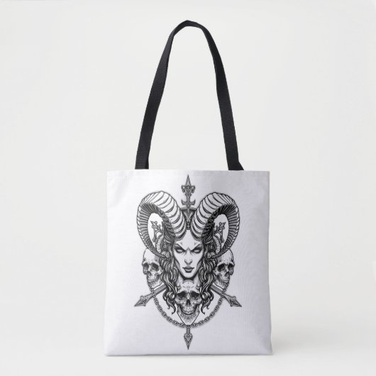 Tote Bag Gothic Demonic Queen Skull Art (Devant)