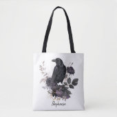 Tote Bag Gothic Raven Dark Academia Floral (Devant)