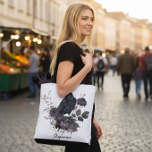 Tote Bag Gothic Raven & Midnight Blooms