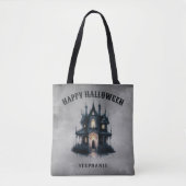Tote Bag Gothic Victorian Haunted House Happy Halloween  (Devant)