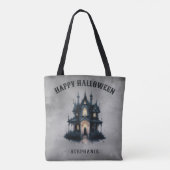 Tote Bag Gothic Victorian Haunted House Happy Halloween  (Dos)