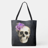 Tote Bag Gothique Crâne violet Rose Halloween (Dos)