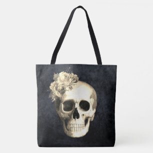 Tote Bag Gothique Galm Crâne floral