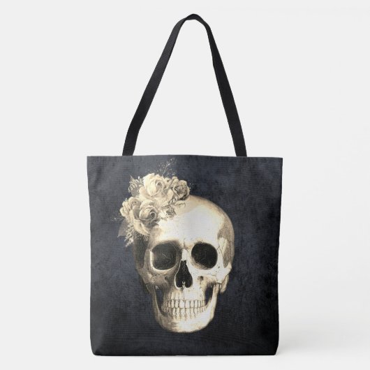 Tote Bag Gothique Galm Crâne floral (Devant)