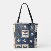 Tote Bag Gothique Halloween Denim Patchwork Motif (Dos)