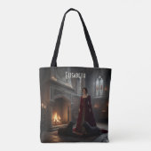 Tote Bag Gothique Médiévale Demoiselle Dans Château avec Ch (Dos)
