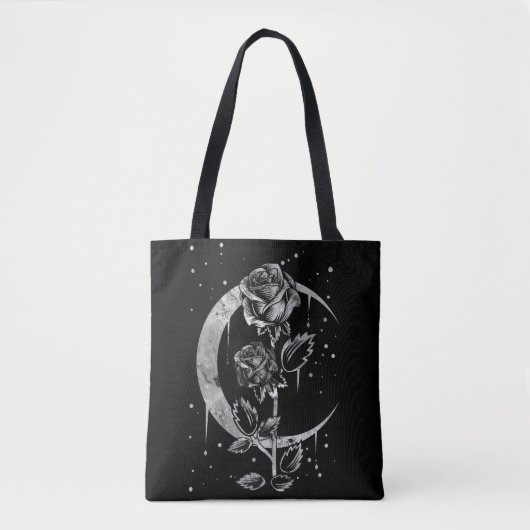 Tote Bag Gothique Moon Rose Croissant de cuisine Art (Devant)