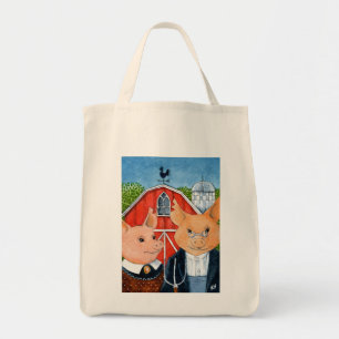 Tote Bag Gothiques américains charrient, des porcs, grange,