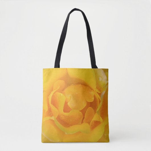 Tote Bag Gouttes d'eau de rose jaune romantique (Devant)