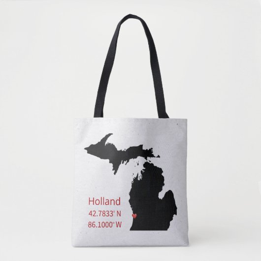 Tote Bag GPS Coordinates of Holland Michigan (Devant)