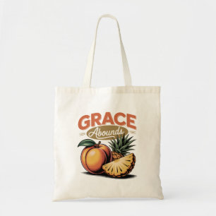 Tote Bag Grace Abounds Peach Pineappa Retro Faith Tee