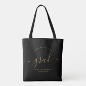 Tote Bag Grad Black & Faux Gold Parties scintillant Simple  (Dos)