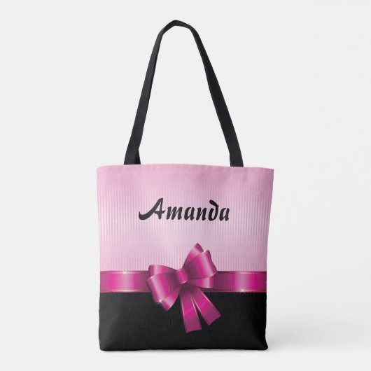 Tote Bag GRADIENT ROSE Noire personnalisé rayures PINK BOÎT (Dos)