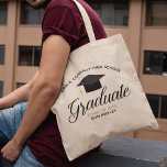 Tote Bag Graduation Class of 2024 Custom High School Name<br><div class="desc">This modern custom senior graduation tote bag features chic black and gold typography under a high school or college name for the class of 2024. Customize with your graduating year under the chic calligraphy for a great personalized graduate gift.</div>