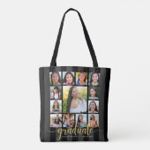 Tote Bag Graduation d'or noir K-12 13 Photo Collage Script (Dos)