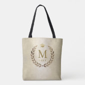 Tote Bag Graduation Gold Laurel Wreath Monogrammed Initial (Dos)