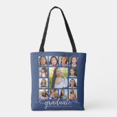 Tote Bag Graduation Marine K-12 Modern Script Photo Collage (Dos)