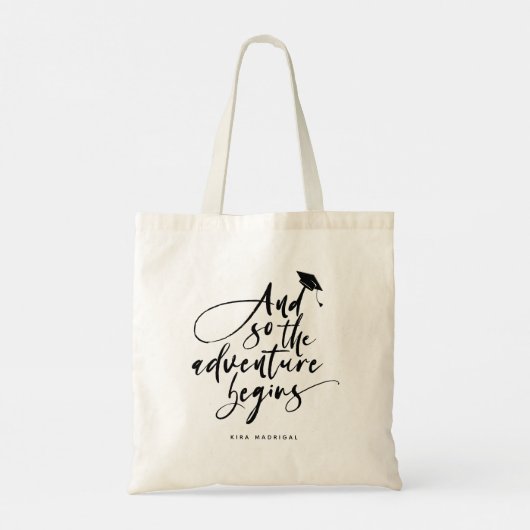 Tote Bag Graduation Moderne Script Calligraphie Congrats Gr (Dos)