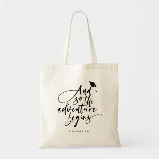 Tote Bag Graduation Moderne Script Calligraphie Congrats Gr (Devant)