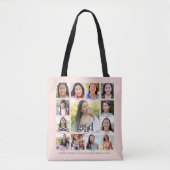 Tote Bag Graduation rose pâle K-12 - Collage photo moderne (Devant)