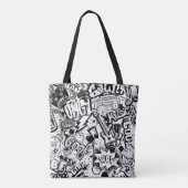 Tote Bag Graffiti Abstrait en noir et blanc  (Dos)