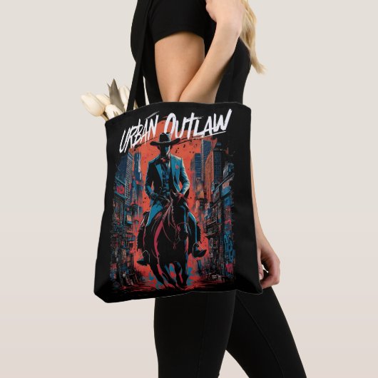 Tote Bag Graffiti de cowboy urbain Edgy Moderne Ouest (De près)