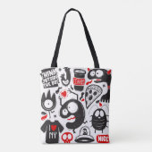 Tote Bag Graffiti Monster Mash Noir et Red Doodle (Dos)