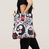 Tote Bag Graffiti Monster Mash Noir et Red Doodle (De près)