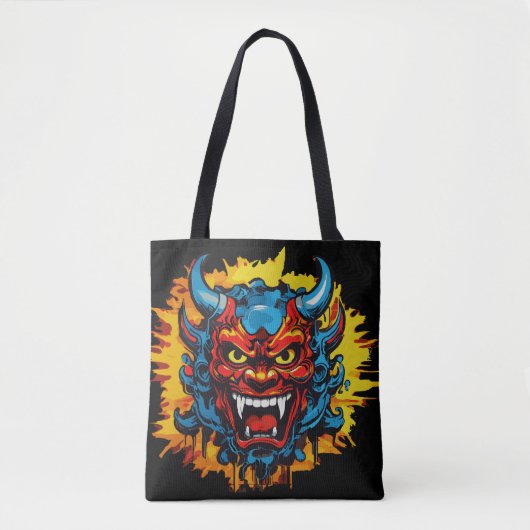 Tote Bag Graffiti Oni Masque Illustration d'art audacieux e (Devant)