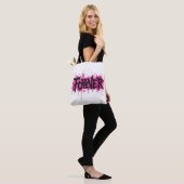 Tote Bag Graffiti rose "FOREVER" (Sur le modèle)