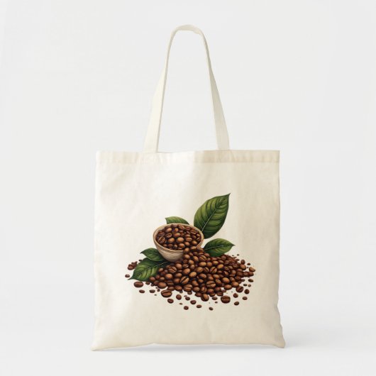 Tote Bag Grains de café et feuilles (Devant)