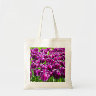 Tote Bag Grand champ de tulipes pourpres