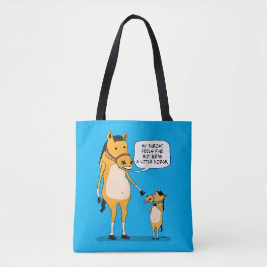 Tote Bag Grand cheval drôle et mignon et petit cheval (Devant)