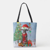 Tote Bag Grand chien Danois avec cadeaux de Noël (Dos)